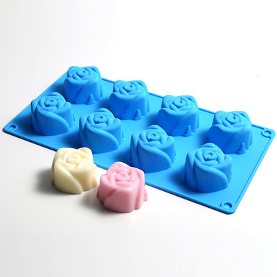 手工皂玫瑰造形矽膠模具 (8入)